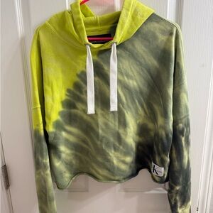 Calvin Klein green Tie-Dye Hoodie with Drawstrings XS